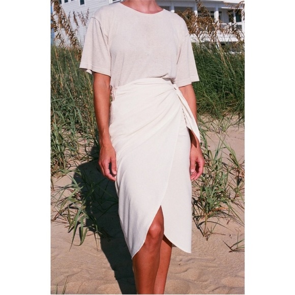 Na Nin raw silk, Tan Maxi Wrap Skirt - Picture 11 of 12